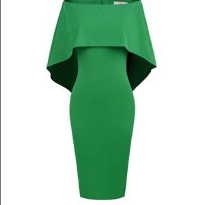 GRACE KARIN Women's Off Shoulder Batwing Cape Slim Midi Dress -NWT LG
